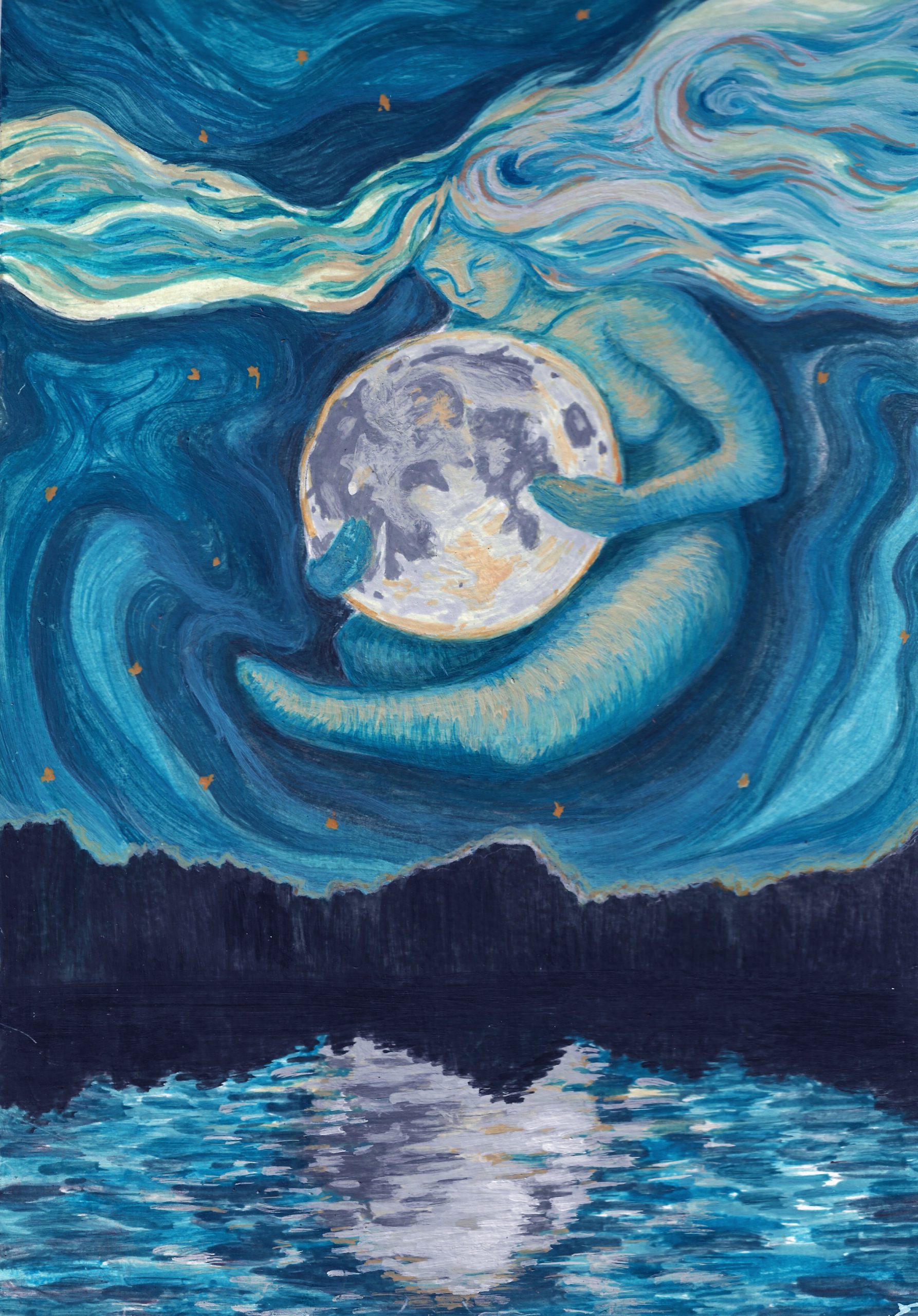 MOONGODDESS, egg tempera + natural pigments2017