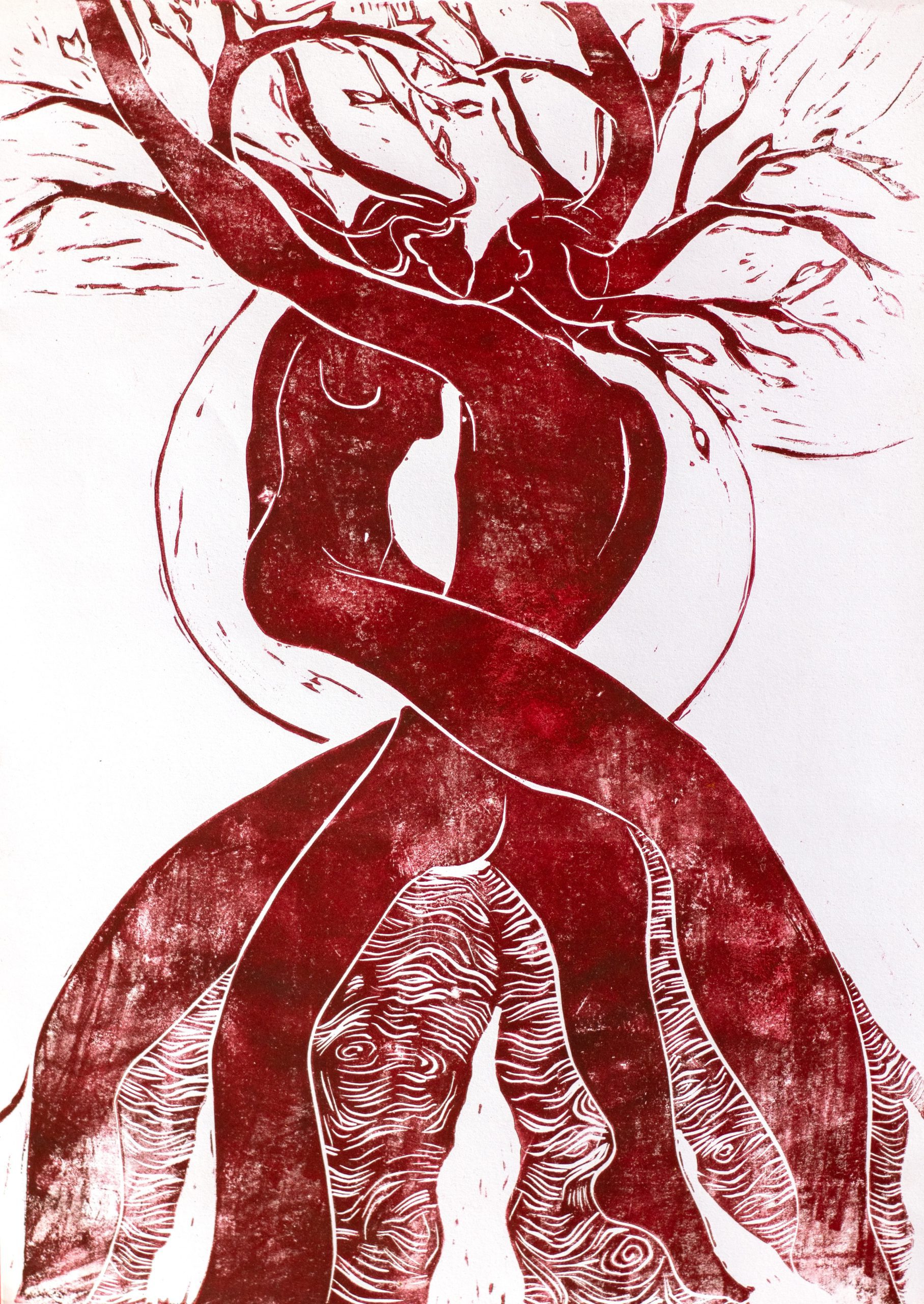 INTERTWINED, linocut 2022